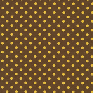 Sevenberry Dots-A-Lot - Yellow Dots on Brown Yardage