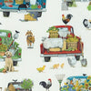 Down on the Farm - Farm Trucks Veggie Fabric