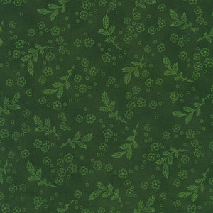 Flowerhouse - Georgina - Leaves Evergreen Yardage