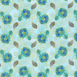 Jaikumari - Floral Sea Glass Metallic Fabric