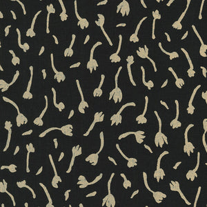 Riverbend - Buds Black Yardage - LINEN + COTTON Blend