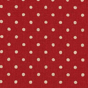 Sevenberry Canvas Natural Dots -  Dots on Red Yardage