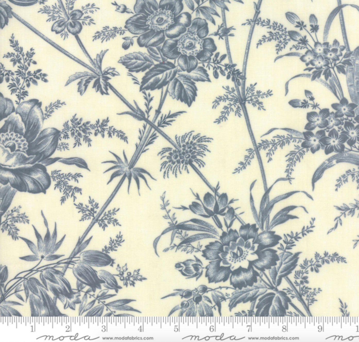 Holly Woods - Snow Sky - Floral Toile Light Blue – Royal Motif Fabrics