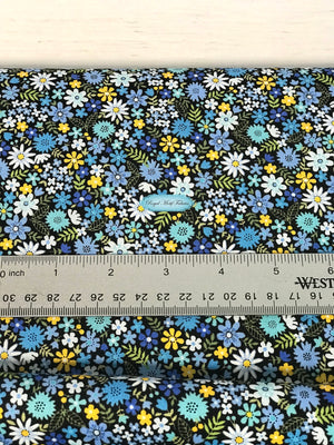 Bloom - Spring - Packed Flowers Blue Yardage