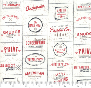 The Print Shop Modern Logos Cream Red by Sweetwater Moda Fabrics