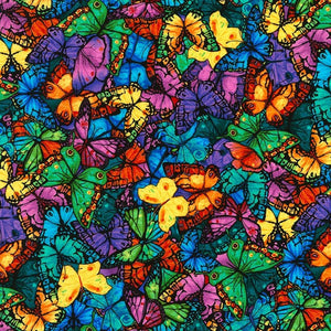 Midnight Tropical Packed Butterflies by Timeless Treasures