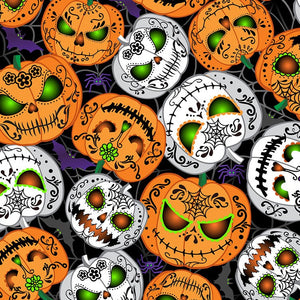 All Eyes On You - Scary Pumpkins Glow by Timeless Treasures | Glow in the Dark Fabrics