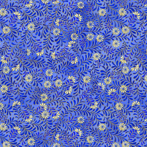 Sapphire - Tiny Metallic Florals on Blue