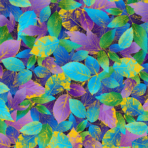 Utopia - Packed Metallic Blue Leaves