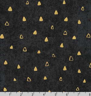 Robert Kaufman Gustav Klimt Gold Metallic Triangles on Black | Cotton