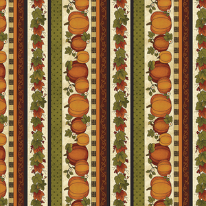 Harvest Berry Pumpkin Stripe Cream/Multi by Benartex | Designer Fabric