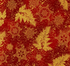 Holiday Flourish 12 Gold Metallic Foliage on Red by Robert Kaufman