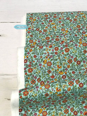 Fat Quarter - Andover Fabrics - Bloom - Autumn - Floral Scroll Teal