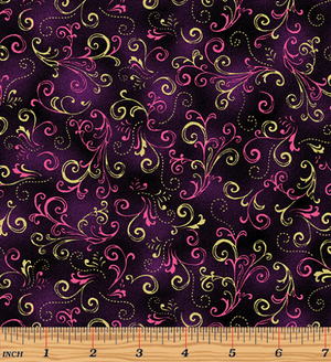 Butterfly Jewel - Jeweled Scroll Plum/Violet 8863M-66 by Benartex