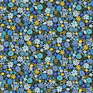 Fat Quarter - Andover Fabrics - Bloom - Spring - Packed Flowers Blue