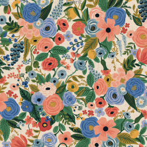 Wildwood Garden Party Blue Canvas Fabric RP100-BL4C by Cotton + Steel