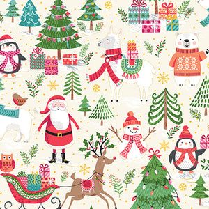 Andover Fabrics - Let it Snow Scenic Cream by Makower UK TP-2236-1Andover Fabrics - Let it Snow Scenic Cream Metallic by Makower UK TP-2236-1
