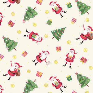 Andover Fabrics - Let it Snow Santa Cream Metallic by Makower UK TP-2238-1