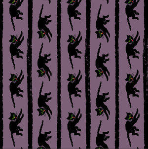 Andover Fabrics - Haunting - Snarling Cat Purple