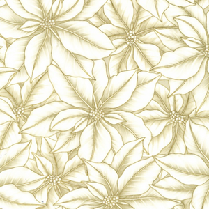 Warm Wishes Poinsettias Natural/Gold by Hoffman Fabrics |Floral Fabric