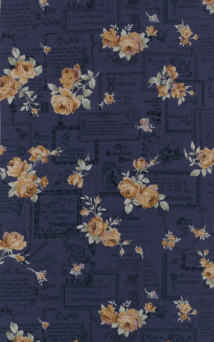 Lecien Fabrics - Antique Rose 2018 - Floral Text Navy