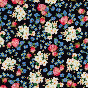 Farmhouse Rose Floral Black by Robert Kaufman | Designer Cotton Fabric