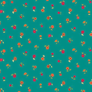 Fat Quarter - Andover Fabrics - Bloom - Autumn - Floral Scatter Teal
