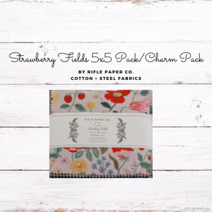 Strawberry Fields 5x5 Pack/Charm Pack by Rifle Paper Co. for Cotton + Steel