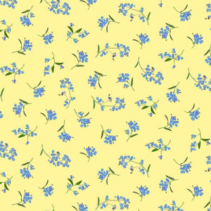 Pansy Paradise - Tossed Forget Me Nots Fabric