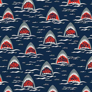 Scary Sharks Fabric by Timeless Treasures