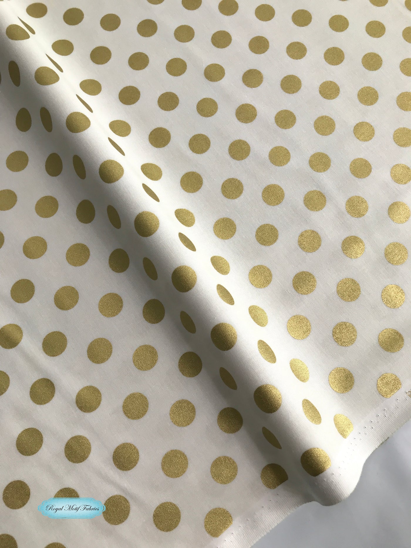 Riley Blake - In Bloom Dot Gold with Sparkle – Royal Motif Fabrics