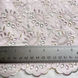 Embroidered Pink Lace Trim with scallops