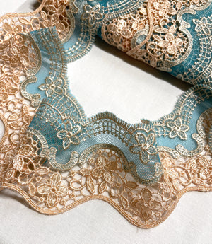 Embroidered Net Lace Trim with scallops