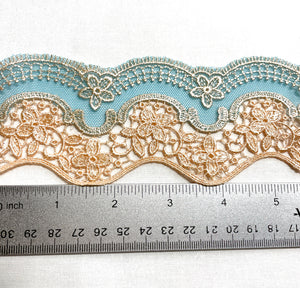 Embroidered Net Lace Trim with scallops - Ribbon Trim - Netting Lace