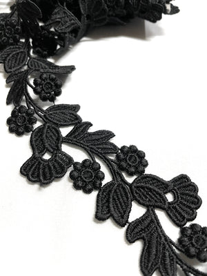 Black Floral Lace Trim - Ribbon Trim | Trim for Bridal