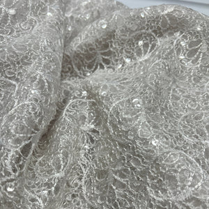 White Embroidered  Net Fabric