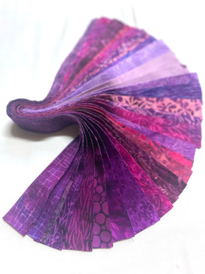 Assorted Purple Batik Strips - Island Batik