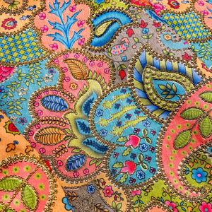 Multicolor Artificial Raw Silk Embroidered
