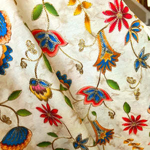 Muslin Silk Embroidered Fabric