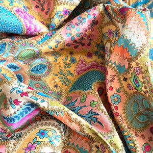 Multicolor Artificial Raw Silk Embroidered