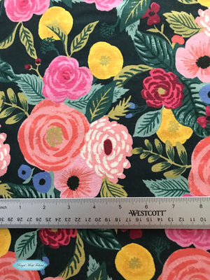 Canvas Fabric - Cotton + Steel - English Garden - Juliet Rose Navy
