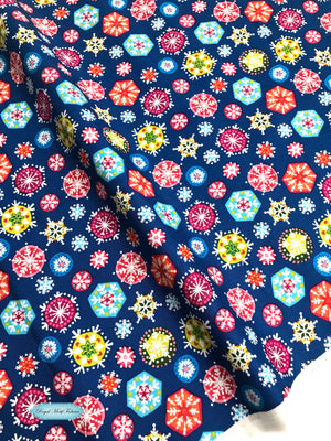 Fat Quarter - Andover Fabrics - Joyeux - Snowflakes Dark Blue
