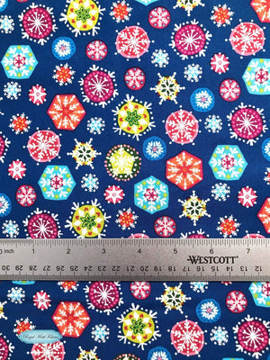 Fat Quarter - Andover Fabrics - Joyeux - Snowflakes Dark Blue