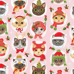 Cozy Holidays - Cat Faces in Holiday Hats