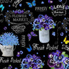 Pansy Paradise - Pansy Vase and Words Fabric