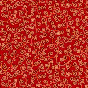 Gilded Rose - Gilded Roses Curl Red Fabric