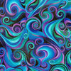 Utopia - Metallic Blue Swirls Fabric