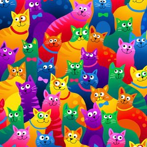 TT - Crazy for Cats - Packed Bright Rainbow Cats
