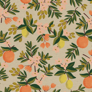Primavera - Citrus Floral Sand Canvas Fabric