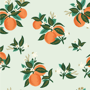 Primavera Citrus Blossom Orange Metallic Fabric by Cotton + Steel